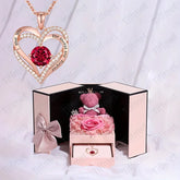 Heart Zircon Pendant Necklace in Bow Bear Rose Box Fashion Style - Himpall